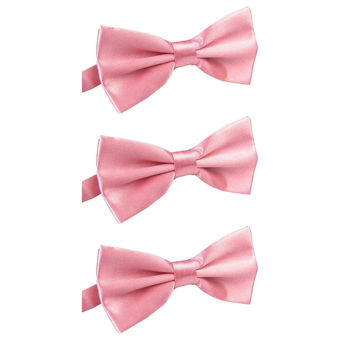 3x Mens Light Pink Bow Tie Bulk Pack (Pre-Tied Classic Formal Necktie)