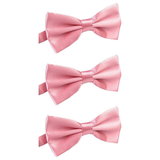 3x Mens Light Pink Bow Tie Bulk Pack (Pre-Tied Classic Formal Necktie)