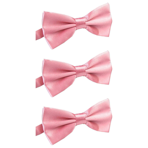3x Mens Light Pink Bow Tie Bulk Pack (Pre-Tied Classic Formal Necktie)