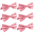 6x Mens Light Pink Bow Tie Bulk Pack (Pre-Tied Classic Formal Necktie)