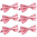6x Mens Light Pink Bow Tie Bulk Pack (Pre-Tied Classic Formal Necktie)