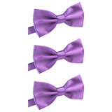 3x Mens Large Purple Bow Tie Bulk Pack (Pre-Tied Classic Formal Necktie)