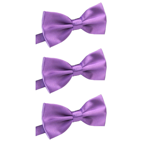 3x Mens Large Purple Bow Tie Bulk Pack (Pre-Tied Classic Formal Necktie)