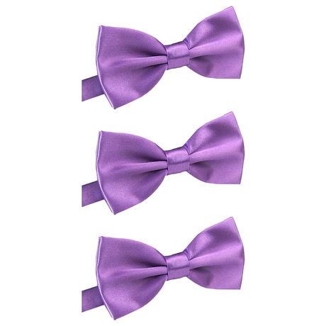3x Mens Large Purple Bow Tie Pack (Pre-Tied Classic Formal Necktie)