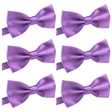 6x Mens Large Purple Bow Tie Bulk Pack (Pre-Tied Classic Formal Necktie)