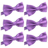 6x Mens Large Purple Bow Tie Bulk Pack (Pre-Tied Classic Formal Necktie)