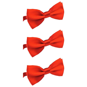 3x Mens Large Red Bow Tie Bulk Pack (Pre-Tied Classic Formal Necktie)