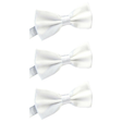 3x Mens Large White Bow Tie Bulk Pack (Pre-Tied Classic Formal Necktie)