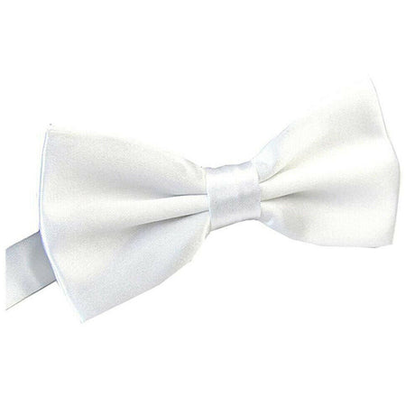6x Mens Large White Bow Tie Bulk Pack (Pre-Tied Classic Formal Necktie)