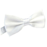 Mens Large White Bow Tie (Pre-Tied Classic Formal Necktie)