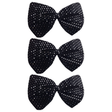 3x Black/Silver Large Sequin Polka Dots Bow Tie Bulk Pack - Fancy Dress Costume Party