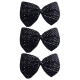 3x Black/Silver Large Sequin Polka Dots Bow Tie Bulk Pack - Fancy Dress Costume Party
