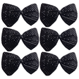6x Black/Silver Large Sequin Polka Dots Bow Tie Bulk Pack - Fancy Dress Costume Party