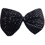 Black/Silver Large Sequin Polka Dots Bow Tie - Fancy Dress Costume Party