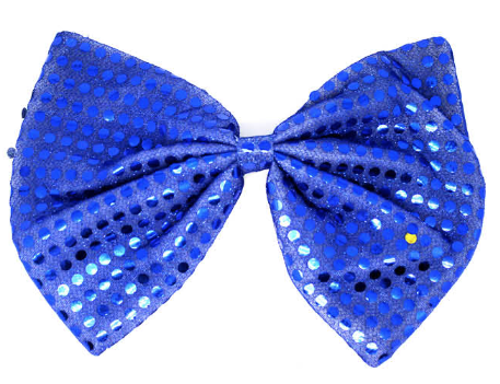 LARGE BOW TIE Sequin Polka Dots Bowtie Big King Size Party  Costume - Blue