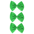 3x Green Large Sequin Polka Dots Bow Tie Bulk Pack - Fancy Dress Costume Party