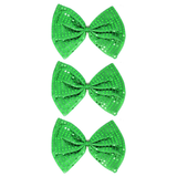 3x Green Large Sequin Polka Dots Bow Tie Bulk Pack - Fancy Dress Costume Party
