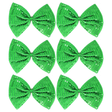 6x Green Large Sequin Polka Dots Bow Tie Bulk Pack - Fancy Dress Costume Party