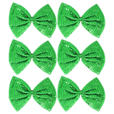 6x Green Large Sequin Polka Dots Bow Tie Bulk Pack - Fancy Dress Costume Party