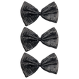 3x Grey/Black Large Sequin Polka Dots Bow Tie Bulk Pack - Fancy Dress Costume Party