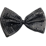 Grey/Black Large Sequin Polka Dots Bow Tie - Fancy Dress Costume Party