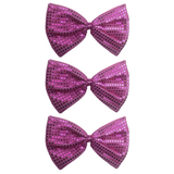 3x Hot Pink Large Sequin Polka Dots Bow Tie Bulk Pack - Fancy Dress Costume Party