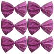 6x Hot Pink Large Sequin Polka Dots Bow Tie Bulk Pack - Fancy Dress Costume Party