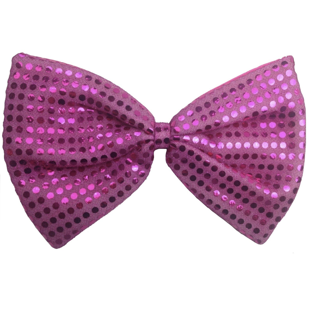 Hot Pink Large Sequin Polka Dots Bow Tie - Fancy Dress Costume Party