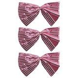 3x Light Pink Large Sequin Polka Dots Bow Tie Bulk Pack - Fancy Dress Costume Party
