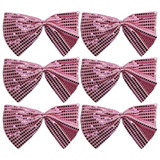 6x Light Pink Large Sequin Polka Dots Bow Tie Bulk Pack - Fancy Dress Costume Party