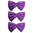 3x Purple Large Sequin Polka Dots Bow Tie Bulk Pack - Fancy Dress Costume Party