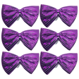 6x Purple Large Sequin Polka Dots Bow Tie Bulk Pack - Fancy Dress Costume Party
