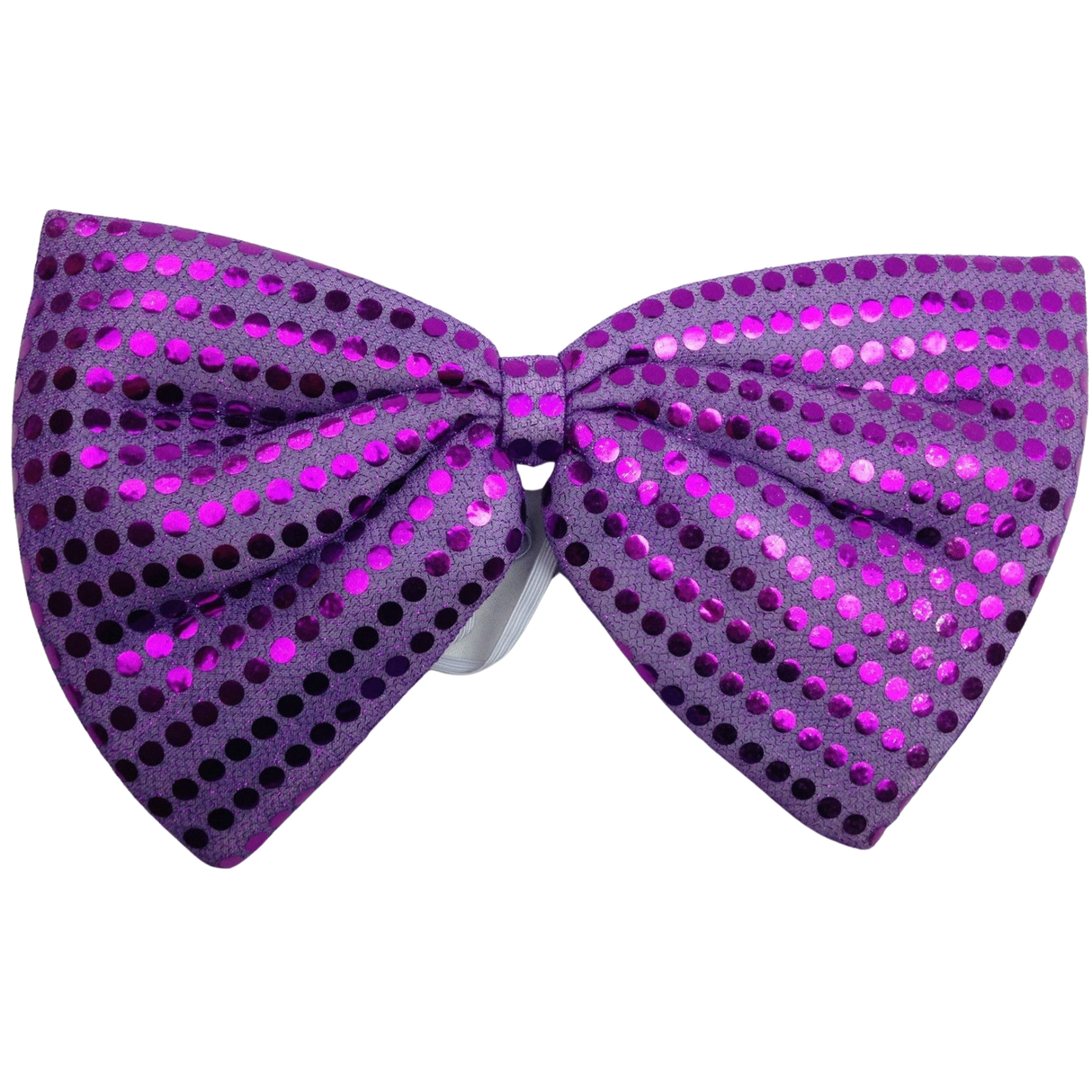 Purple Large Sequin Polka Dots Bow Tie - Fancy Dress Costume Party