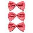 3x Red Large Sequin Polka Dots Bow Tie Bulk Pack - Fancy Dress Costume Party