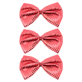 3x Red Large Sequin Polka Dots Bow Tie Bulk Pack - Fancy Dress Costume Party