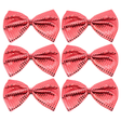 6x Red Large Sequin Polka Dots Bow Tie Bulk Pack - Fancy Dress Costume Party