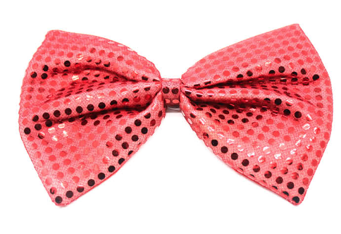 Red Large Sequin Polka Dots Bow Tie - Fancy Dress Costume Party