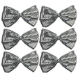 6x White/Silver Large Sequin Polka Dots Bow Tie Bulk Pack - Fancy Dress Costume Party
