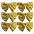6x Yellow Large Sequin Polka Dots Bow Tie Bulk Pack - Fancy Dress Costume Party