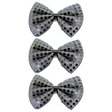 3x Black Sequin Polka Dots Bow Tie Bulk Pack - Fancy Dress Clown Costume Party