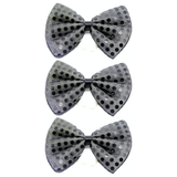 3x Black Sequin Polka Dots Bow Tie Bulk Pack - Fancy Dress Clown Costume Party