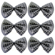 6x Black Sequin Polka Dots Bow Tie Bulk Pack - Fancy Dress Clown Costume Party