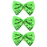 3x Green Sequin Polka Dots Bow Tie Bulk Pack - Fancy Dress Clown Costume Party