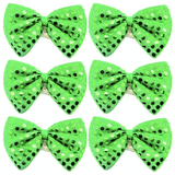 6x Green Sequin Polka Dots Bow Tie Bulk Pack - Fancy Dress Clown Costume Party