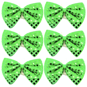 6x Green Sequin Polka Dots Bow Tie Bulk Pack - Fancy Dress Clown Costume Party