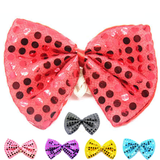 Green Sequin Polka Dots Bow Tie - Fancy Dress Clown Costume Party