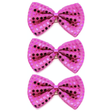 3x Hot Pink Sequin Polka Dots Bow Tie Bulk Pack - Fancy Dress Clown Costume Party