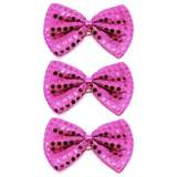3x Hot Pink Sequin Polka Dots Bow Tie Bulk Pack - Fancy Dress Clown Costume Party