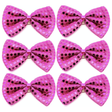 6x Hot Pink Sequin Polka Dots Bow Tie Bulk Pack - Fancy Dress Clown Costume Party