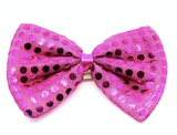 Hot Pink Sequin Polka Dots Bow Tie - Fancy Dress Clown Costume Party